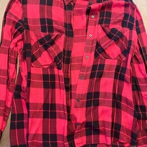 Express Red and Black Plaid Women's Shirt